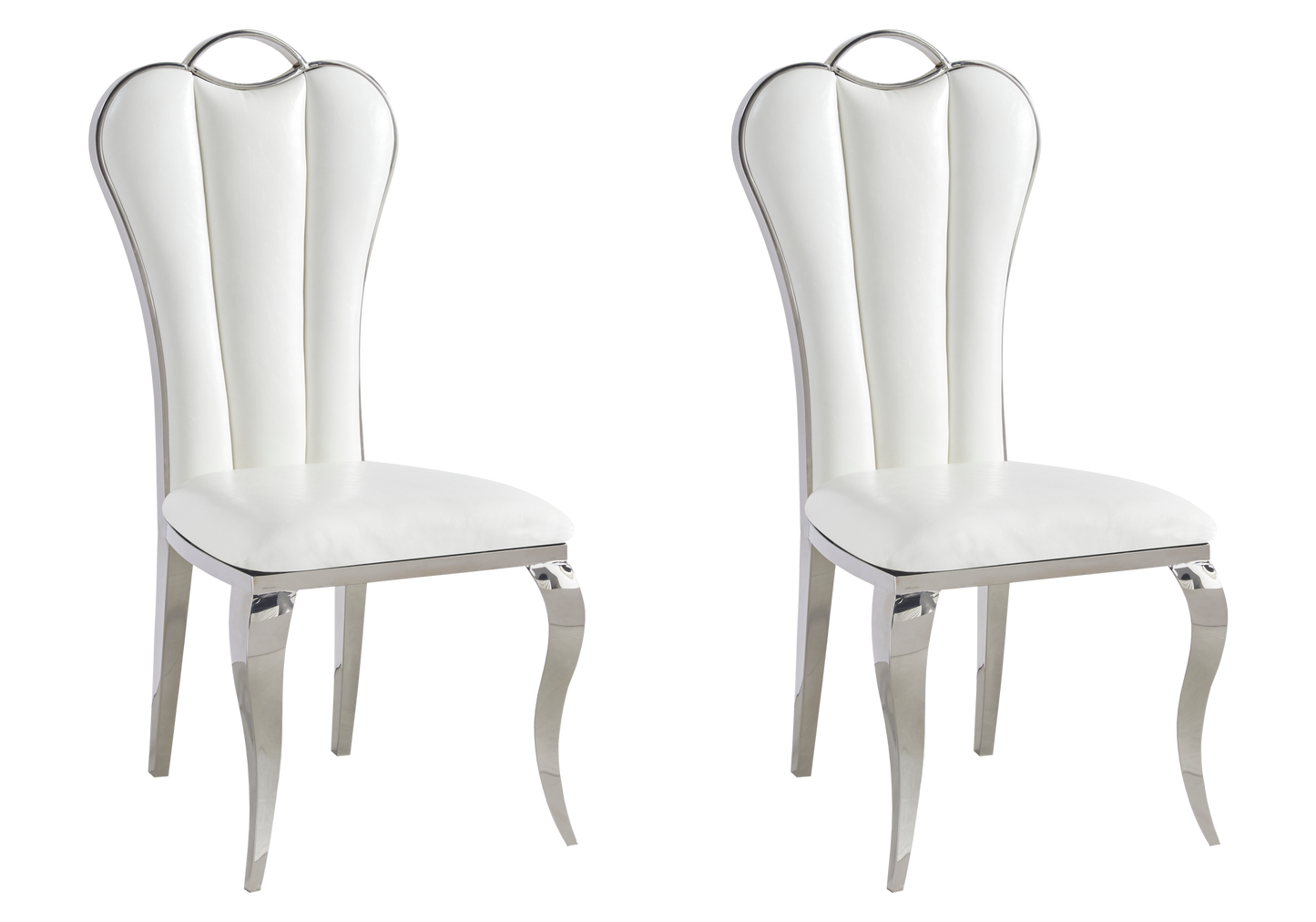 Chaise baroque moderne argentée et similicuir - Diana x4