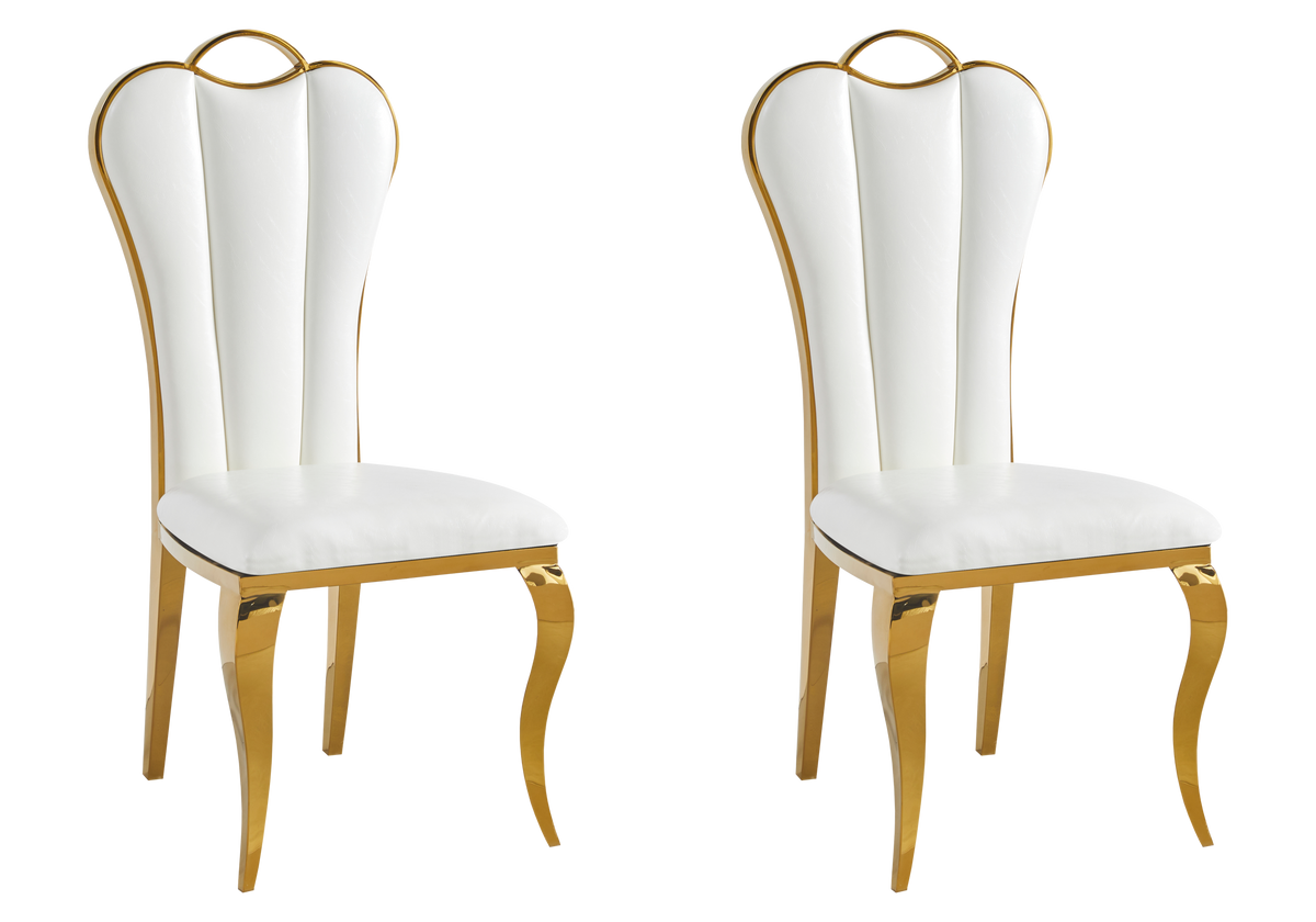 Chaise baroque moderne dorée et similicuir - Diana x4