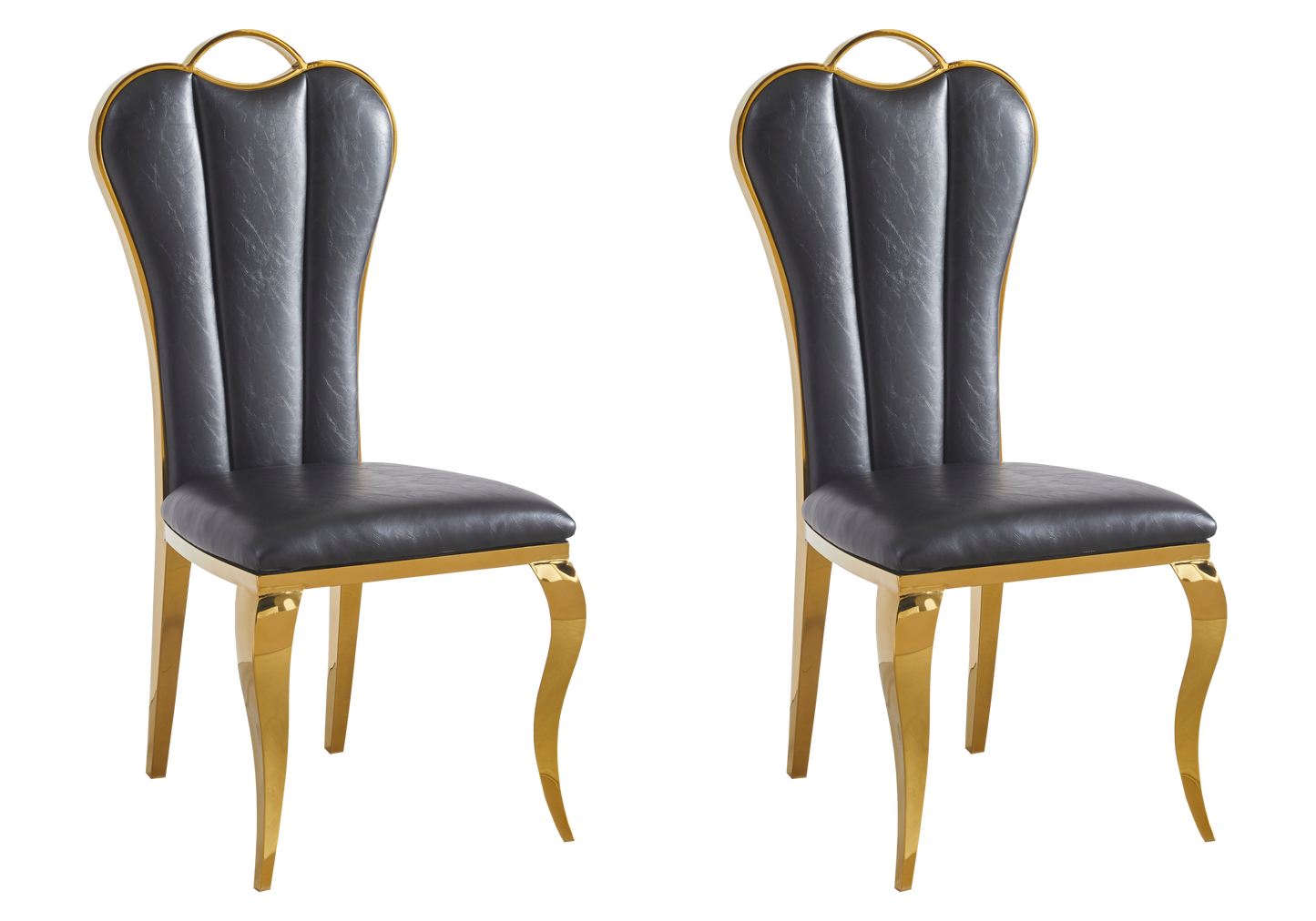 Chaise baroque moderne dorée et similicuir - Diana x4