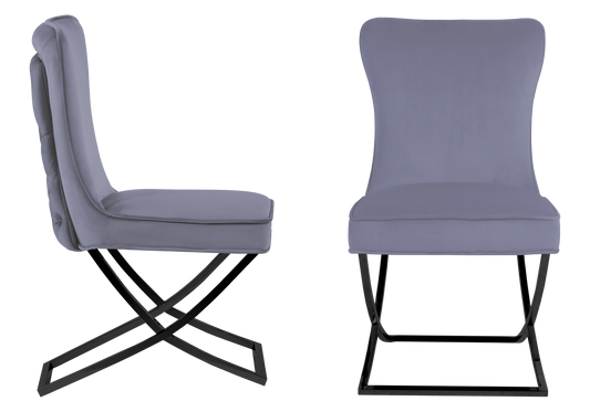 Chaise capitonnée pied croisé noir anthracite – Enzo x2