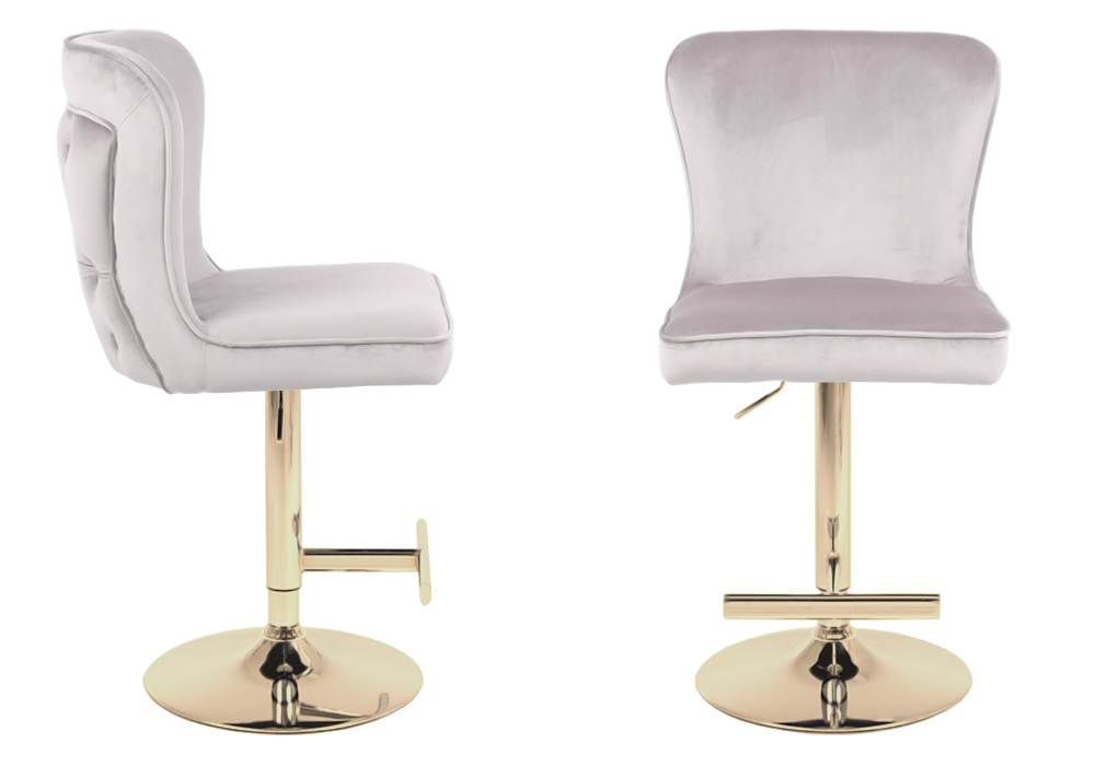 Chaise de bar capitonnée velours beige dorée – Enzo x2
