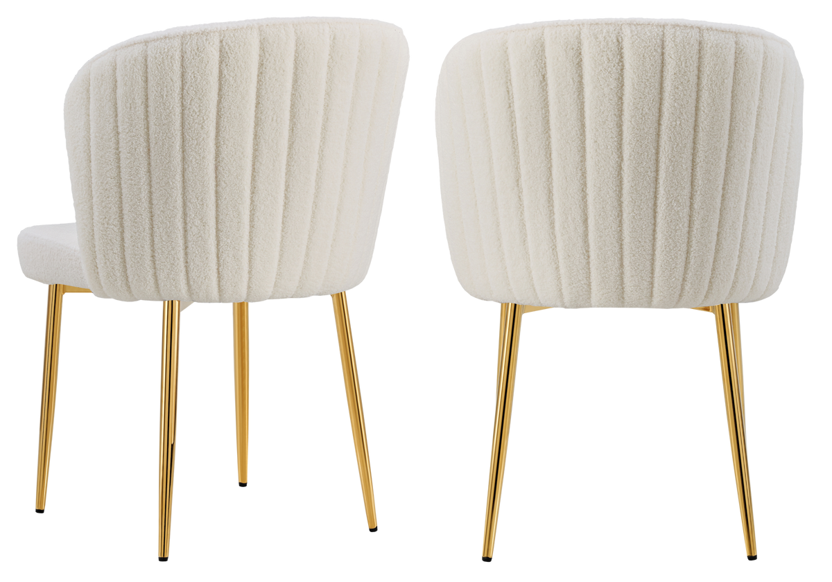 Chaise de salle à manger design en tissu bouclé écru - Diva x4