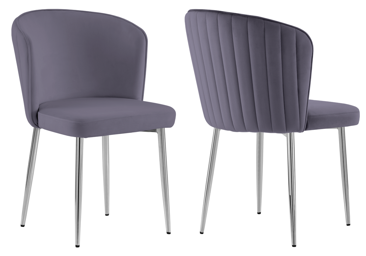 Chaise de salle à manger design en velours anthracite - Diva x4