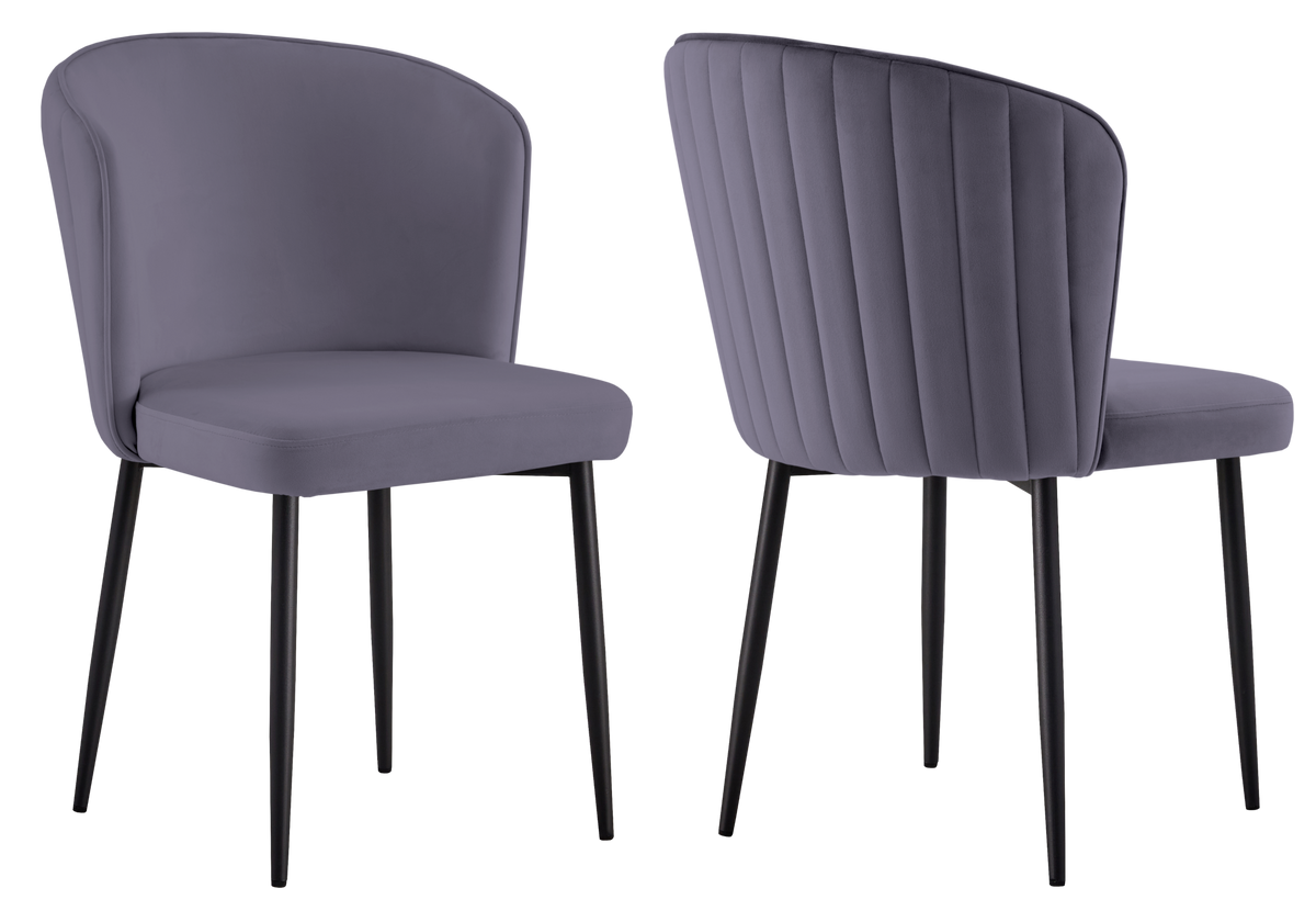 Chaise de salle à manger design en velours anthracite - Diva x4