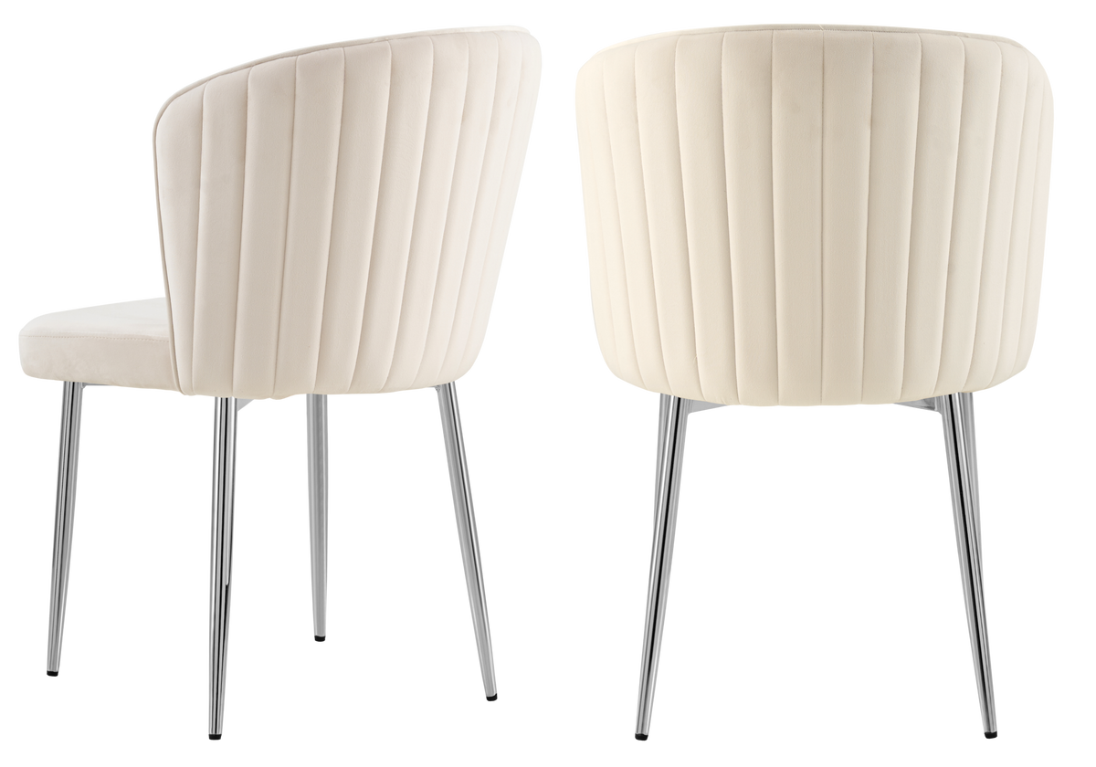 Chaise de salle à manger design en velours beige - Diva x4
