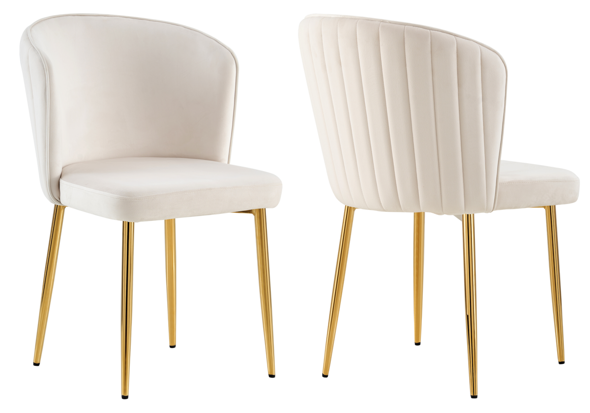 Chaise de salle à manger design en velours beige - Diva x4