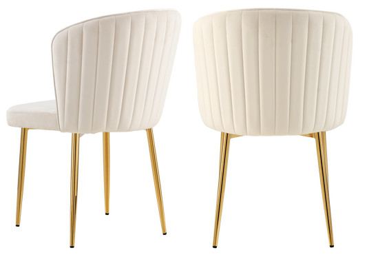 Chaise de salle à manger design en velours beige - Diva x4