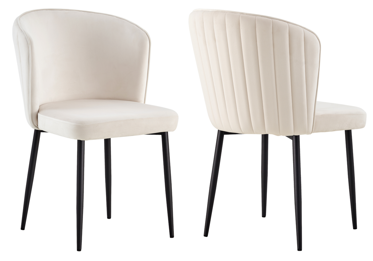 Chaise de salle à manger design en velours beige - Diva x4