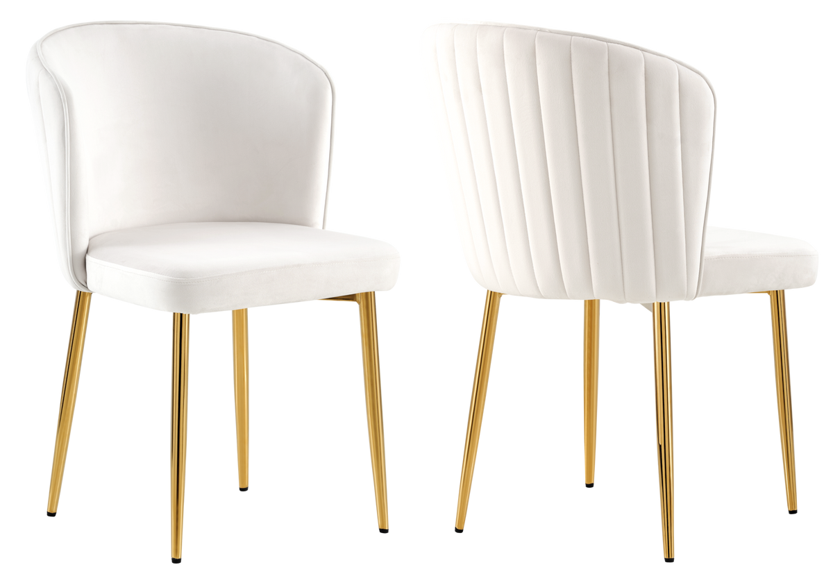 Chaise de salle à manger design en velours écru - Diva x4