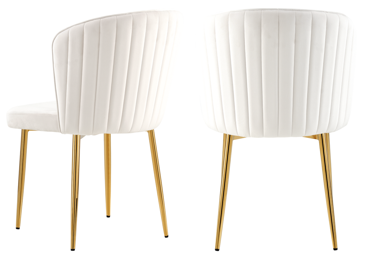 Chaise de salle à manger design en velours écru - Diva x4