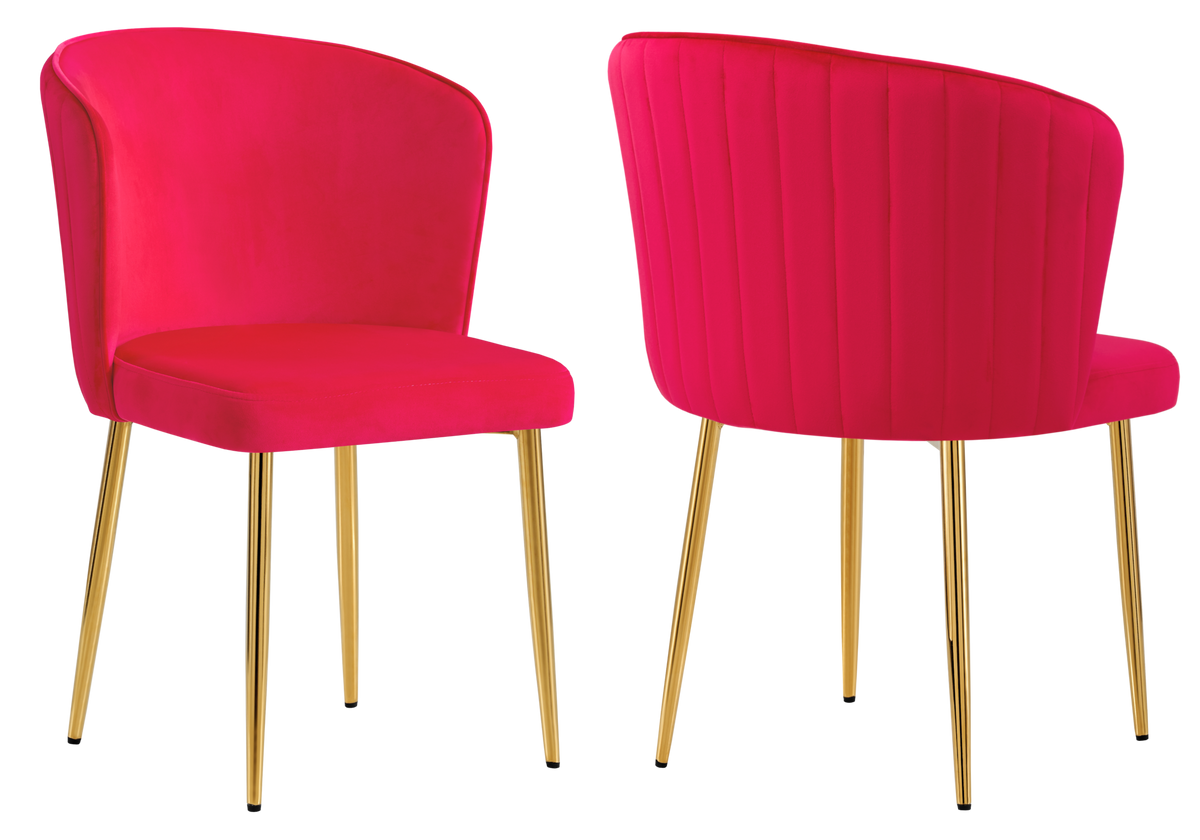 Chaise de salle à manger design en velours fuchsia - Diva x4