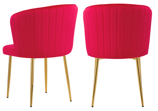 Chaise de salle à manger design en velours fuchsia - Diva x4