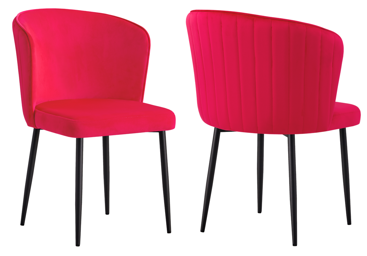 Chaise de salle à manger design en velours fuchsia - Diva x4