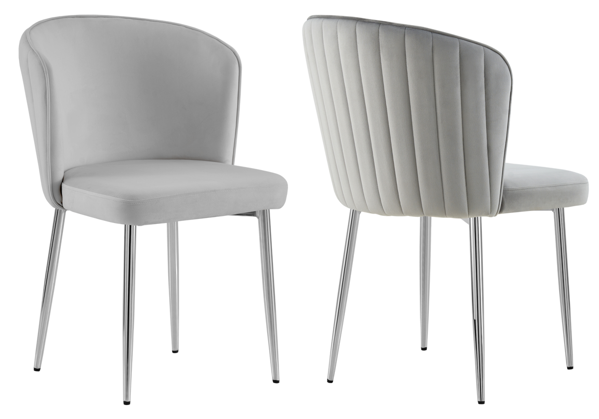 Chaise de salle à manger design en velours gris - Diva x4