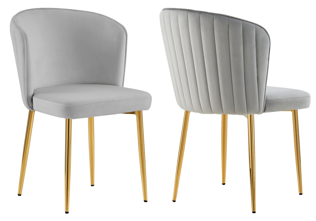 Chaise de salle à manger design en velours gris - Diva x4