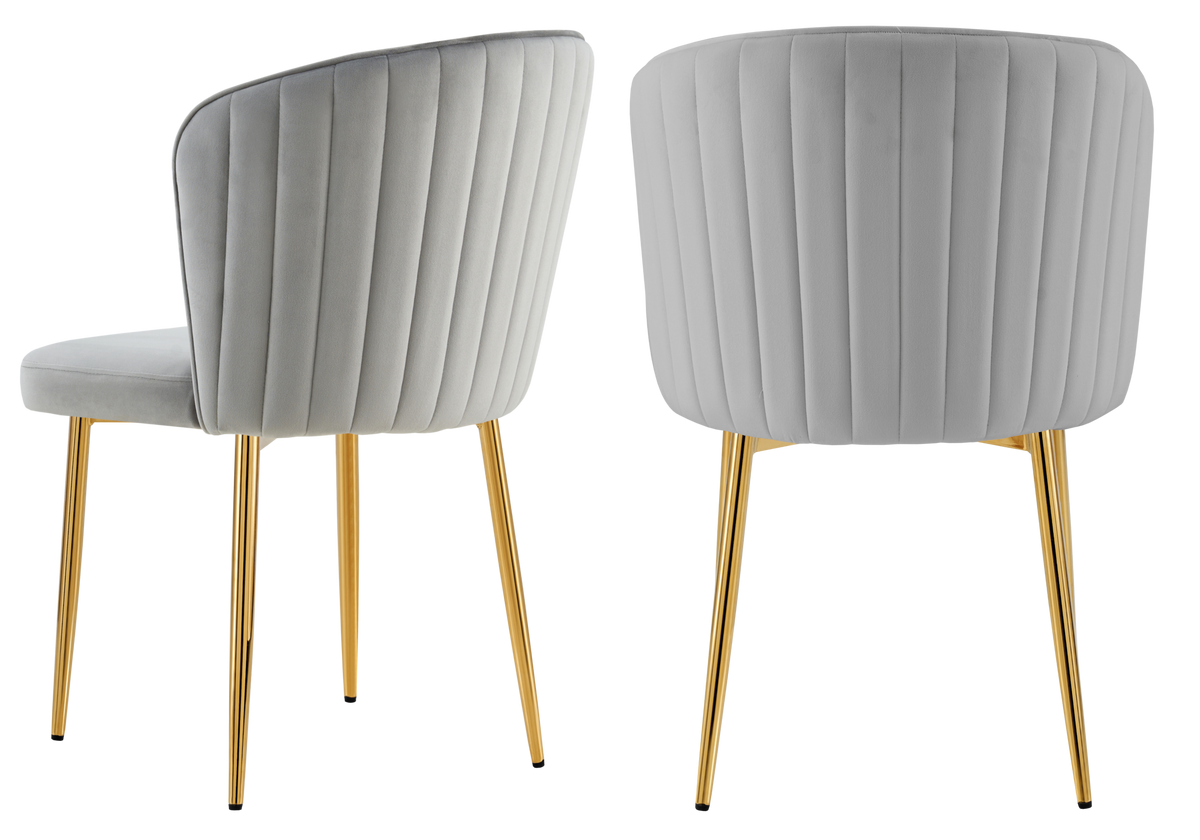 Chaise de salle à manger design en velours gris - Diva x4