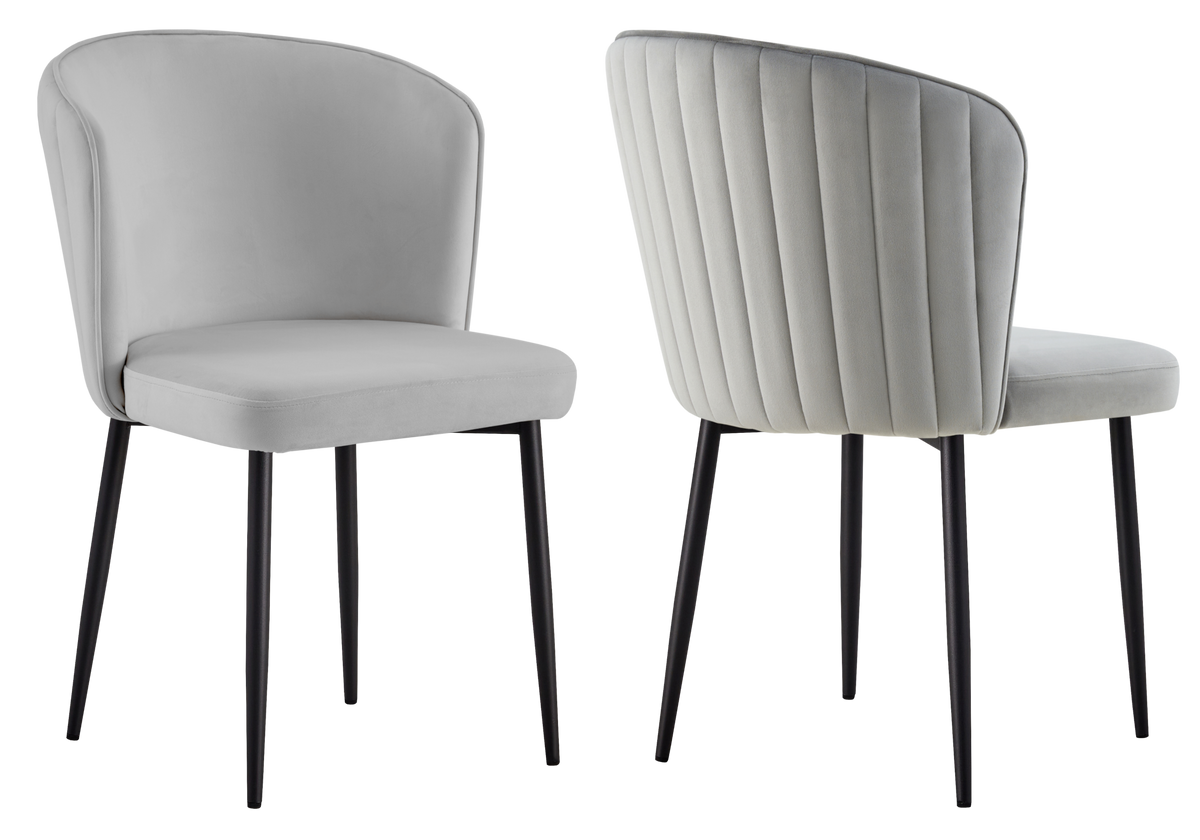 Chaise de salle à manger design en velours gris - Diva x4