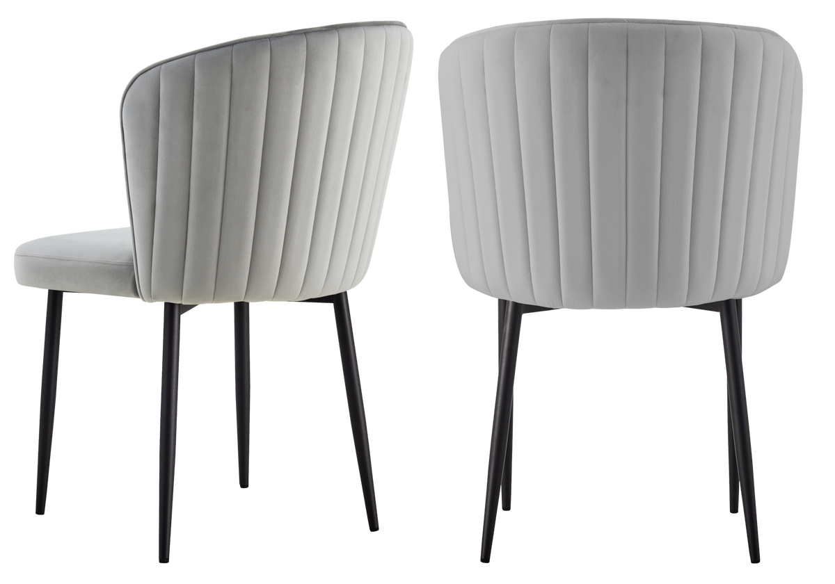 Chaise de salle à manger design en velours gris - Diva x4