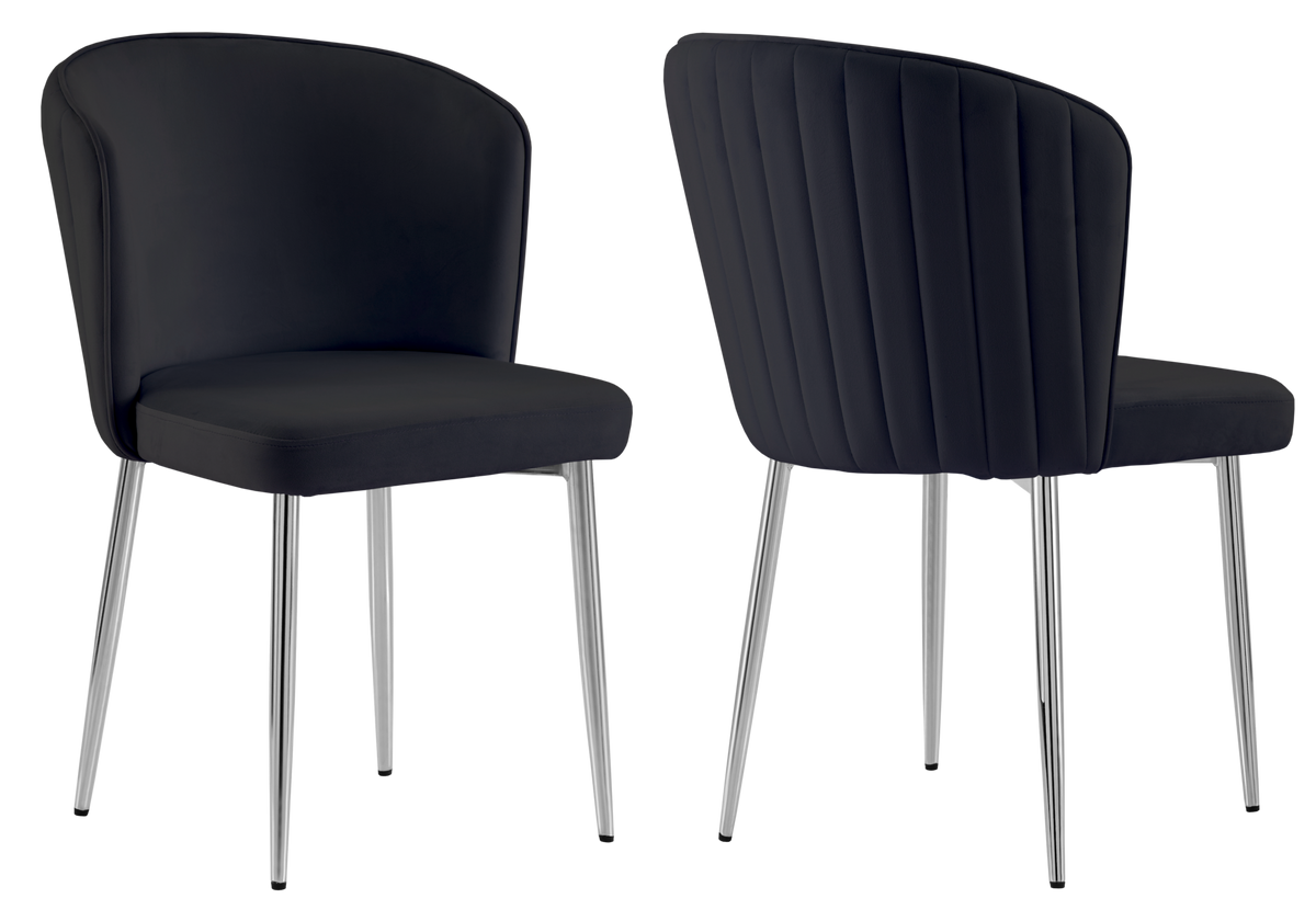 Chaise de salle à manger design en velours noir - Diva x4