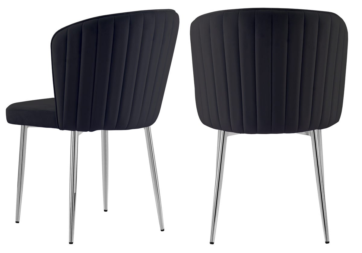 Chaise de salle à manger design en velours noir - Diva x4