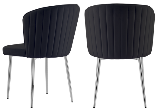 Chaise de salle à manger design en velours noir - Diva x4