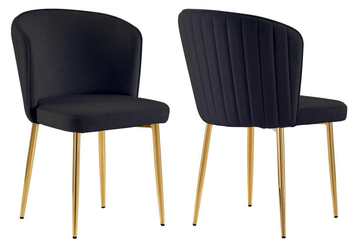 Chaise de salle à manger design en velours noir - Diva x4