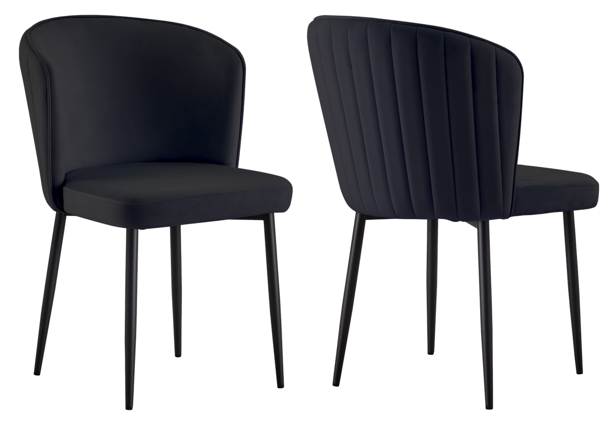 Chaise de salle à manger design en velours noir - Diva x4