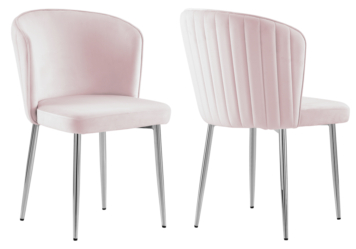 Chaise de salle à manger design en velours rose - Diva x4