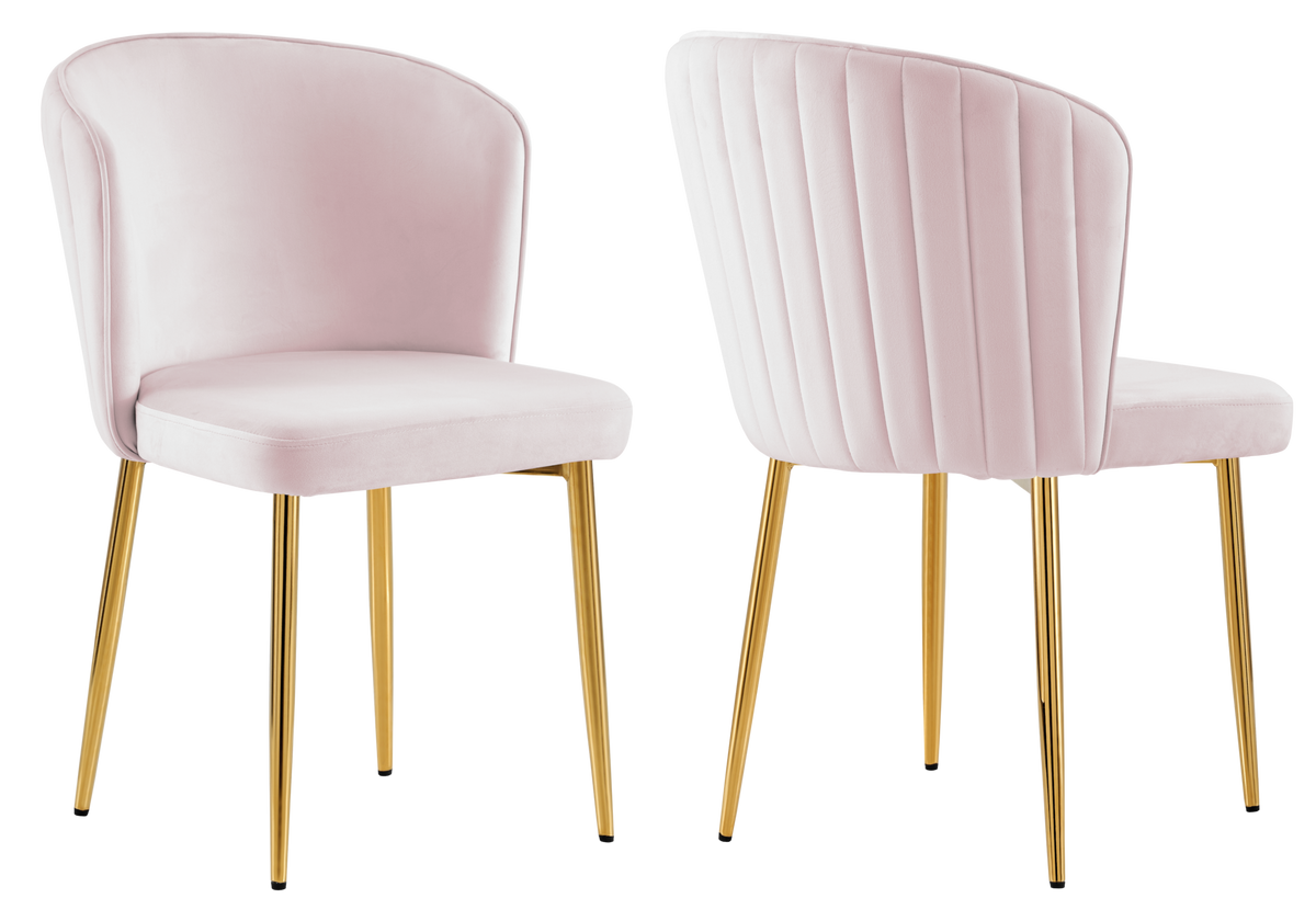 Chaise de salle à manger design en velours rose - Diva x4