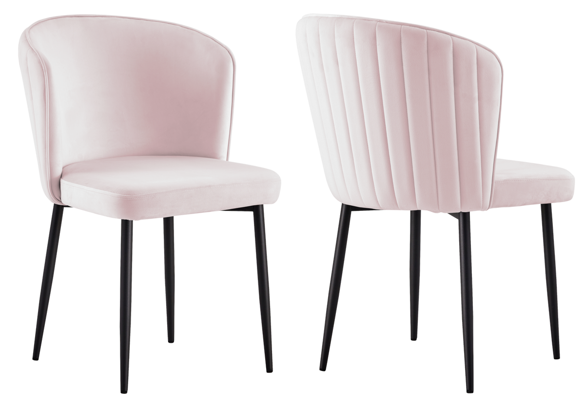 Chaise de salle à manger design en velours rose - Diva x4