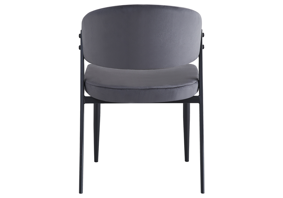 Chaise de table velours anthracite pieds noirs - Alba x4