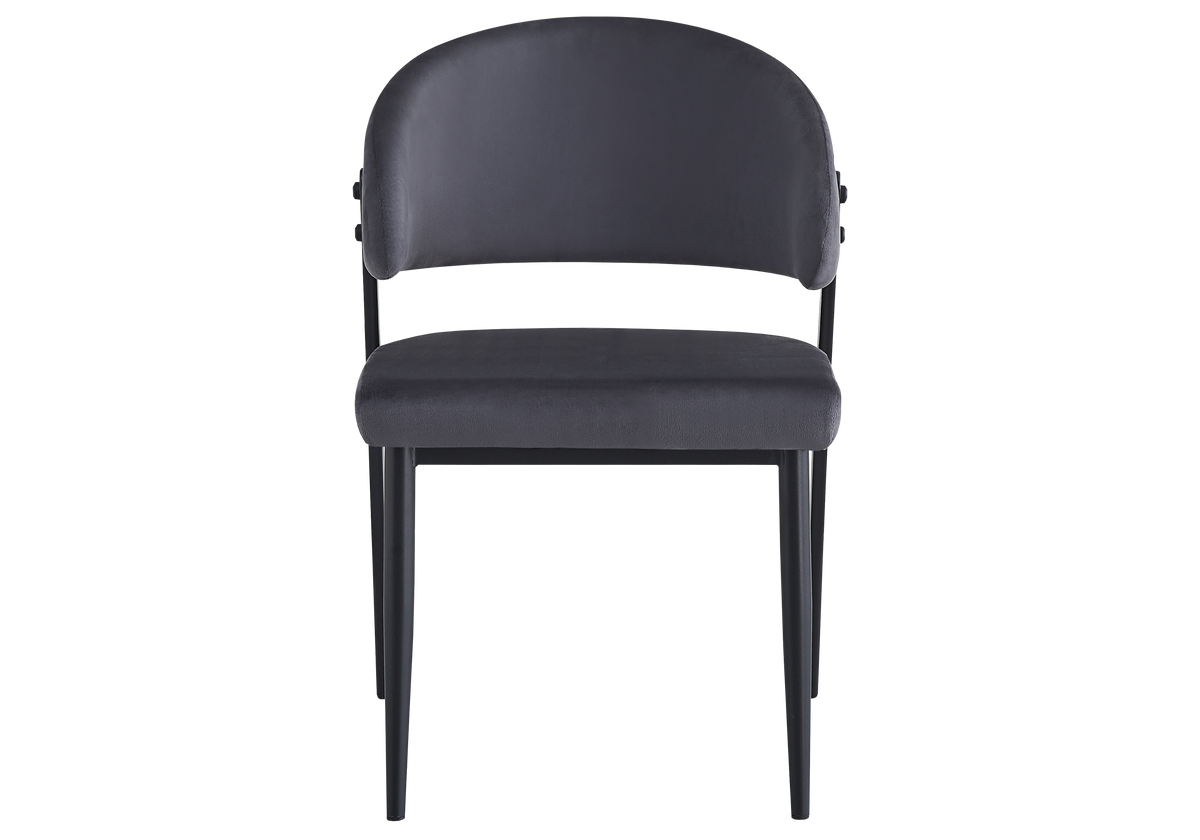 Chaise de table velours anthracite pieds noirs - Alba x4