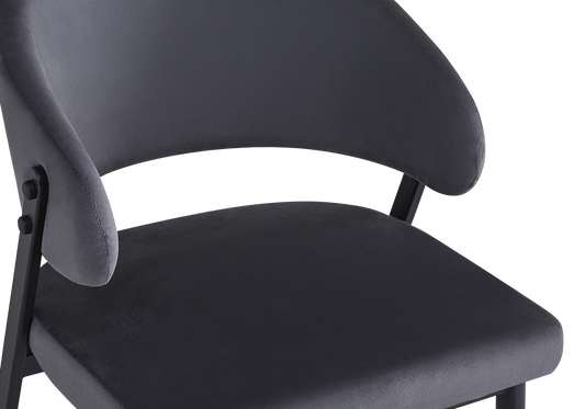Chaise de table velours anthracite pieds noirs - Alba x4