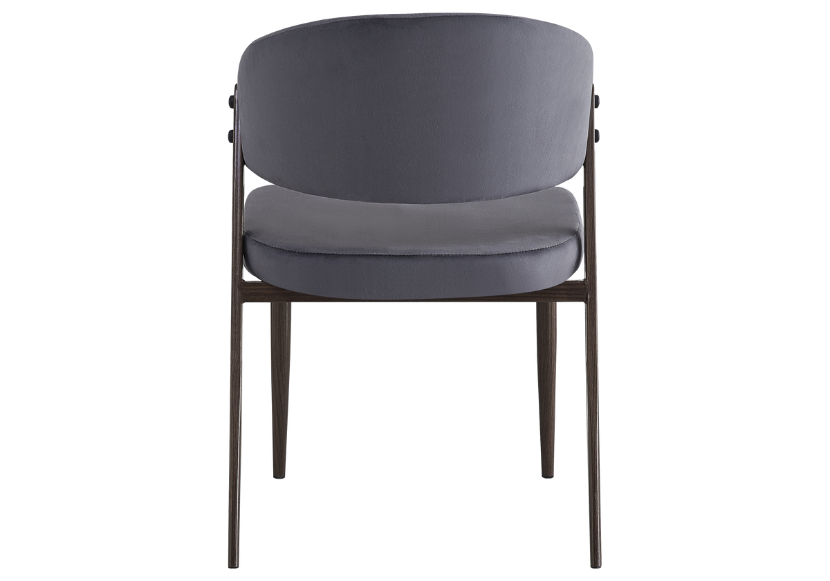 Chaise de table velours anthracite pieds noyer - Alba x4