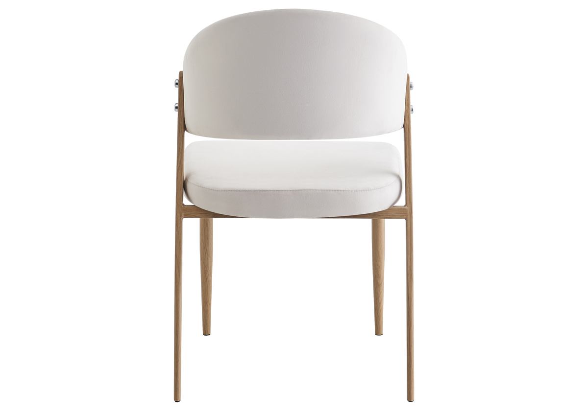 Chaise de table velours beige pieds bois clair - Alba x4