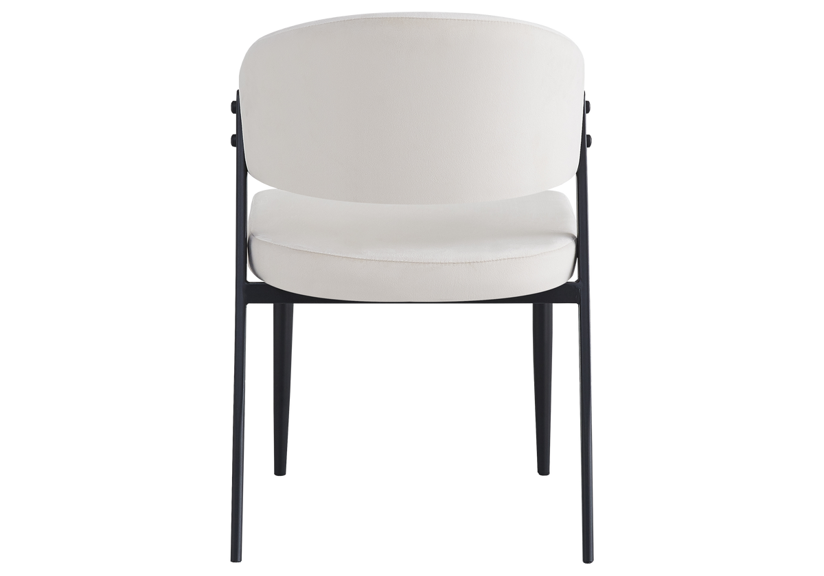Chaise de table velours beige pieds noirs - Alba x4