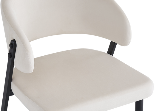 Chaise de table velours beige pieds noirs - Alba x4