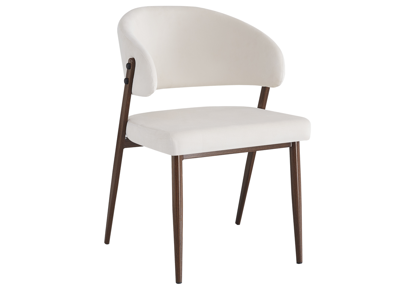 Chaise de table velours beige pieds noyer - Alba x4