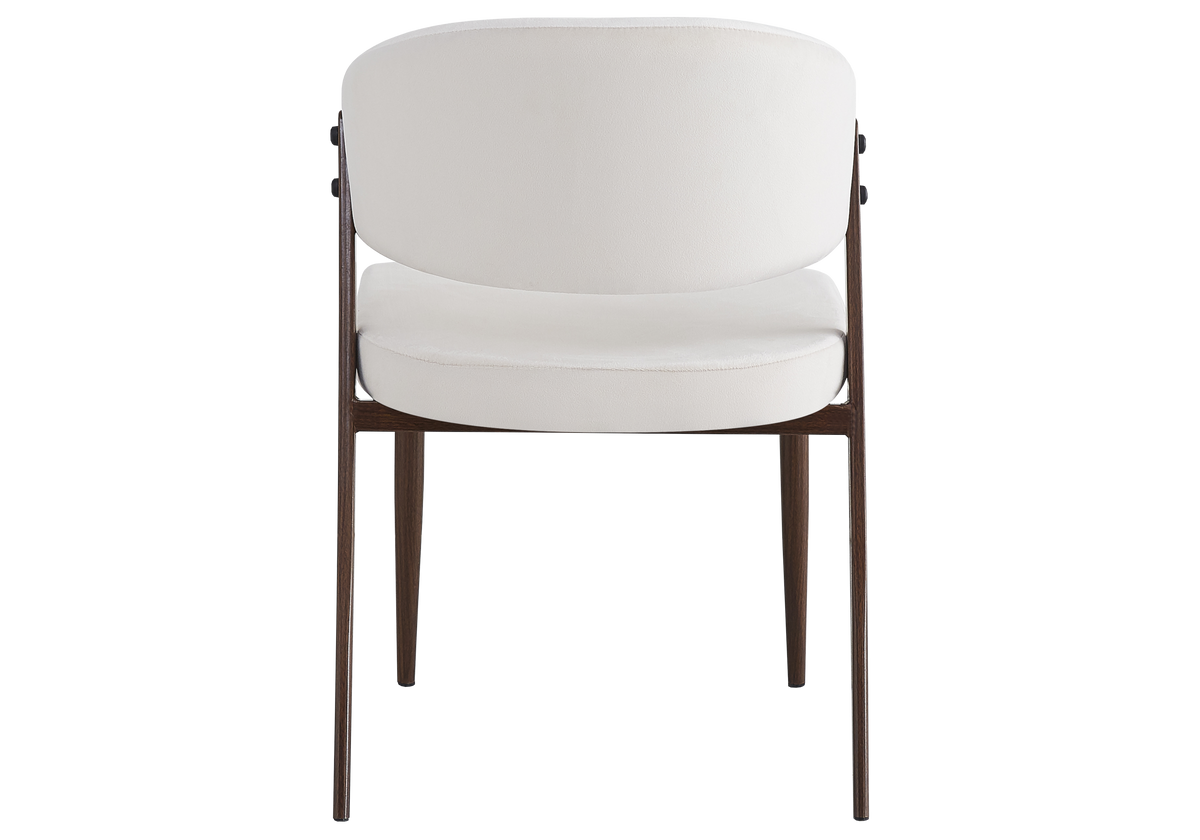 Chaise de table velours beige pieds noyer - Alba x4