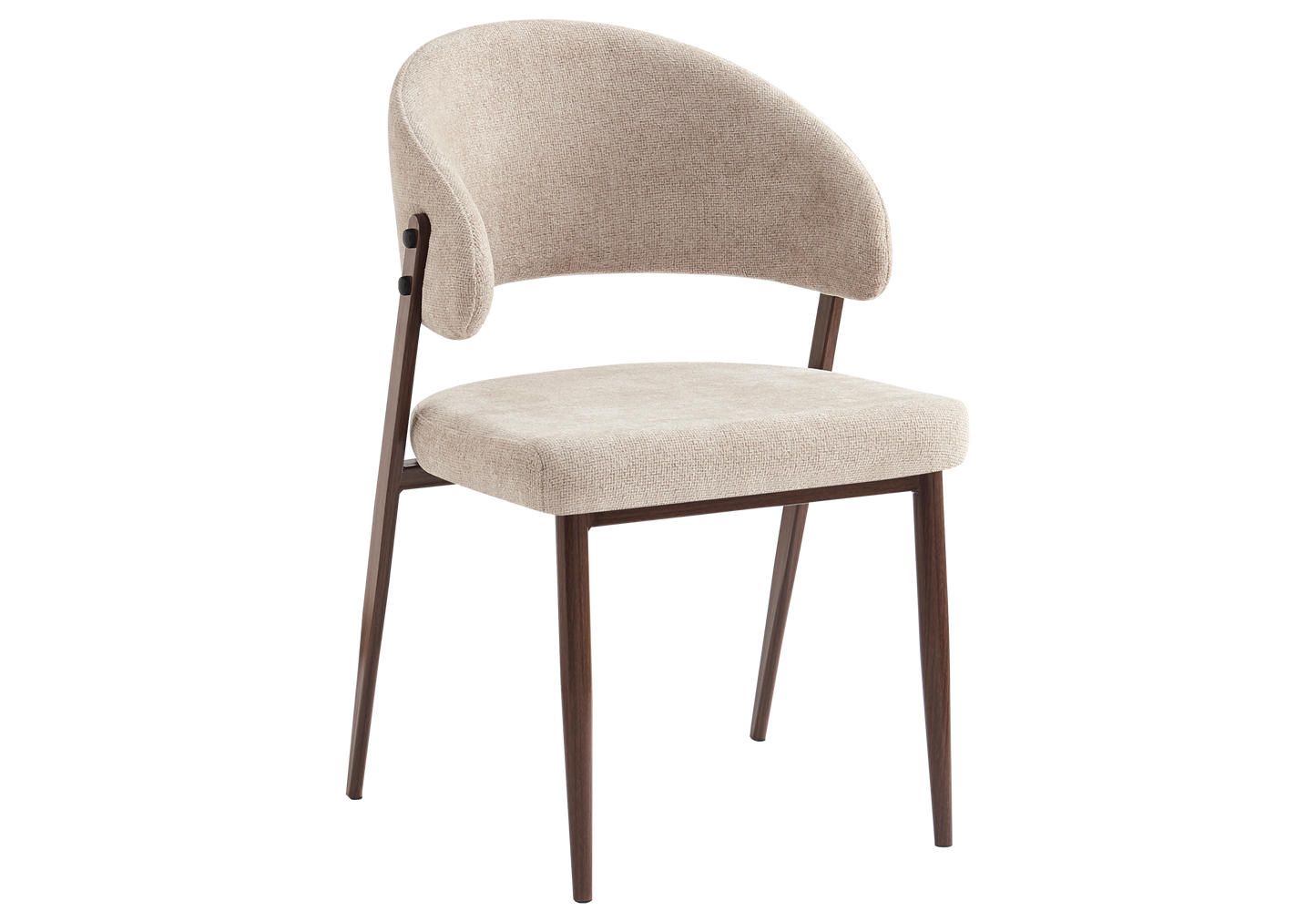 Chaise de table velours marron glacé pieds noyer - Alba x4