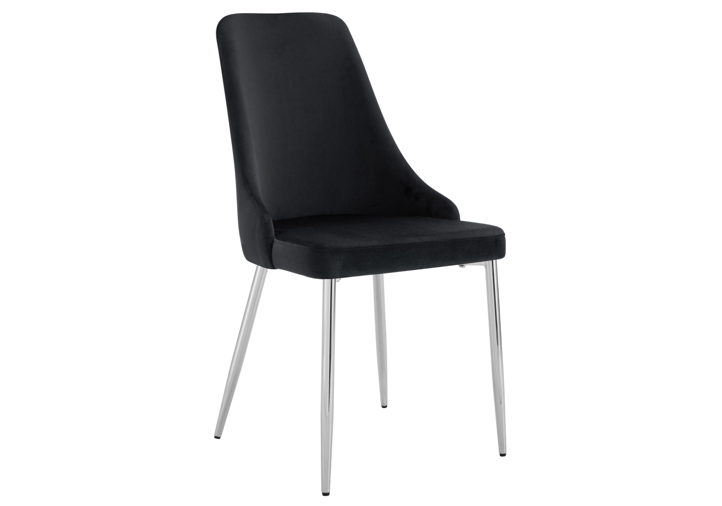 Chaise de table velours noir pieds argentés - Sena x4