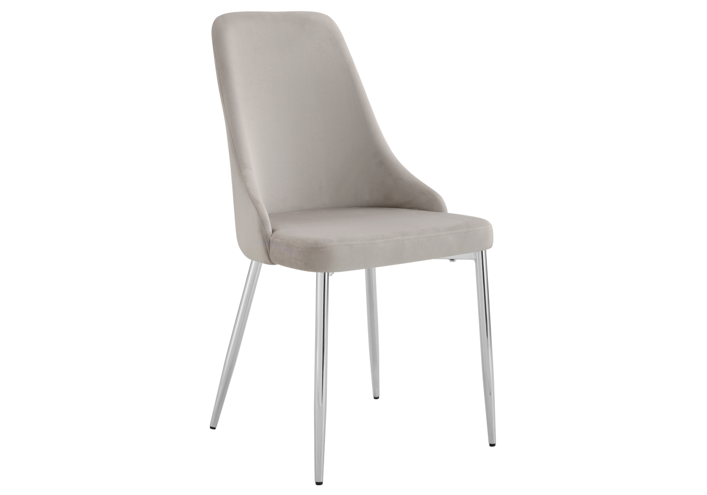 Chaise de table velours taupe pieds argentés - Sena x4