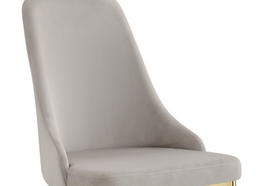 Chaise de table velours taupe pieds dorés - Sena x4