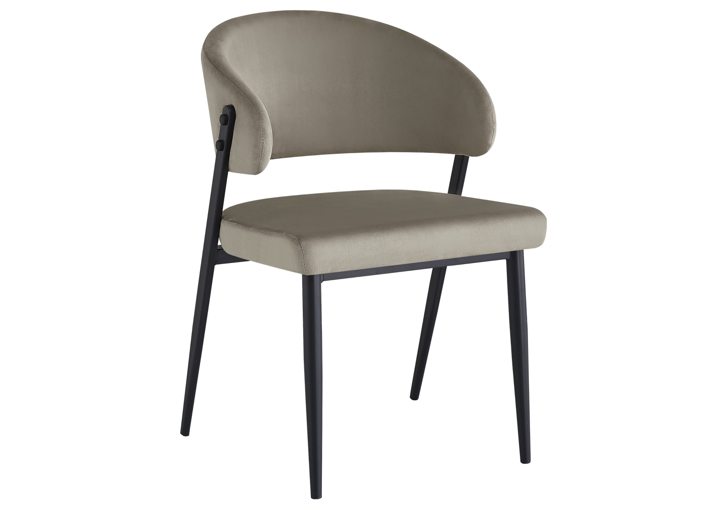 Chaise de table velours taupe pieds noirs - Alba x4