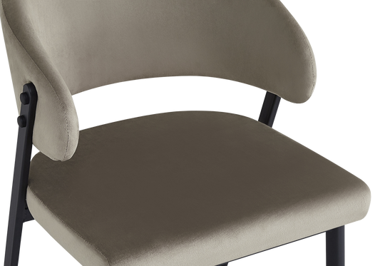 Chaise de table velours taupe pieds noirs - Alba x4