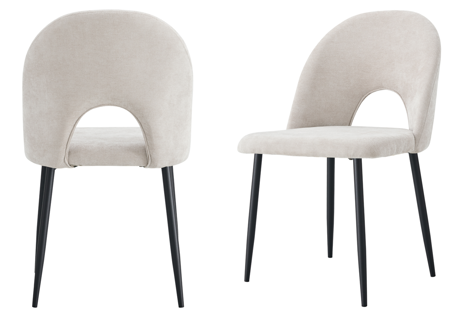 Chaise dossier ouvert en tissu chenille taupe - Talia x4