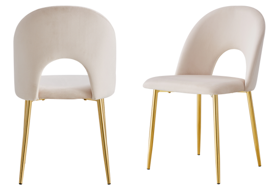 Chaise dossier ouvert en velours beige - Talia x4