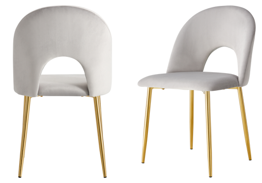 Chaise dossier ouvert en velours gris clair - Talia x4