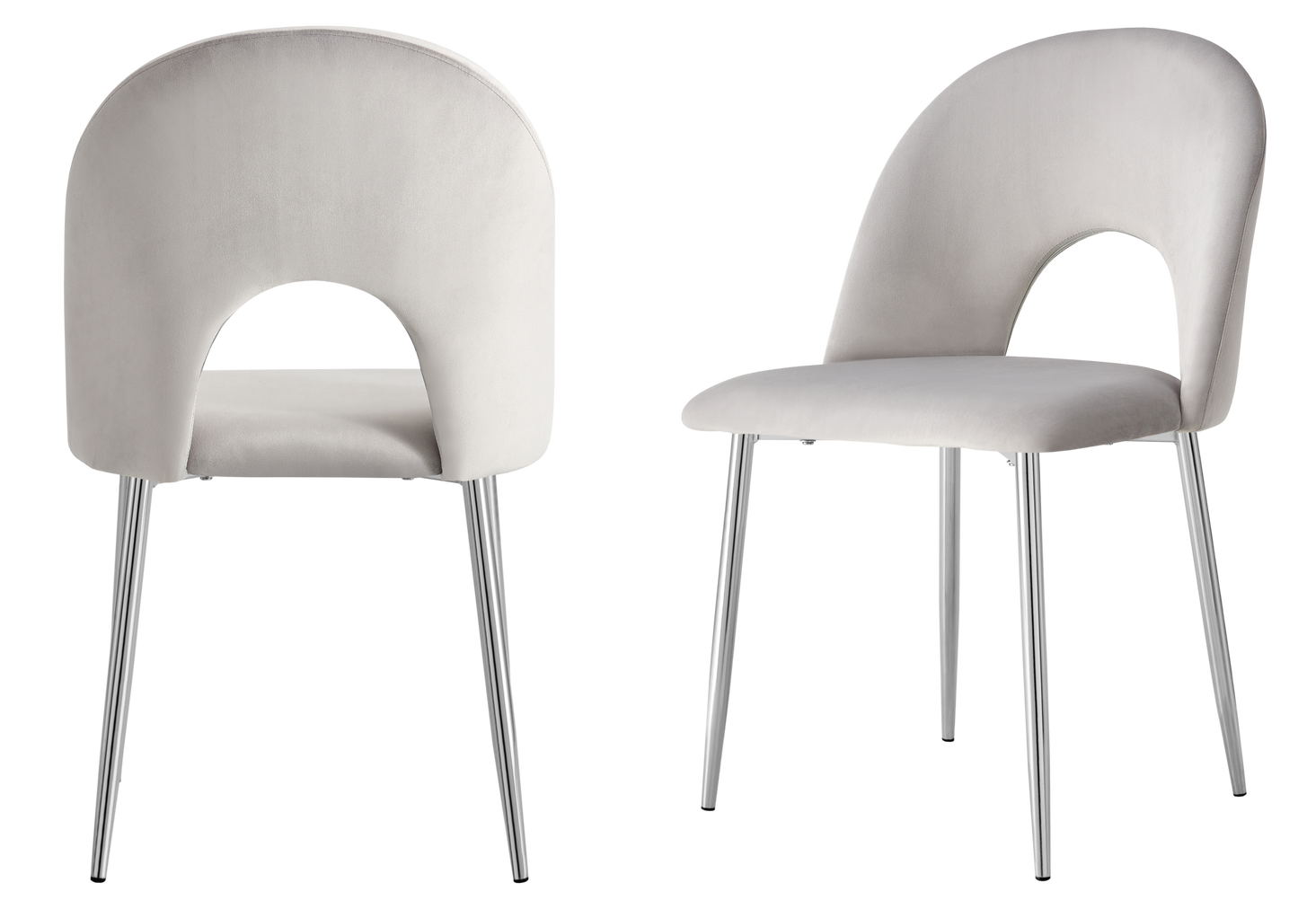 Chaise dossier ouvert en velours gris clair - Talia x4