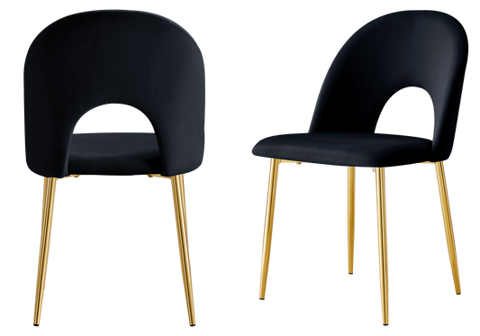 Chaise dossier ouvert en velours noir - Talia x4